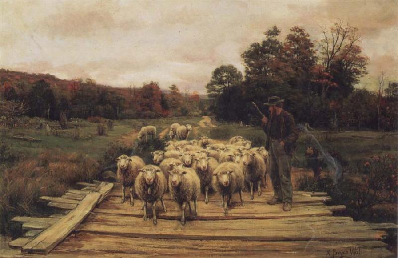 A. Bryan Wall Shepherd and Sheep oil painting picture